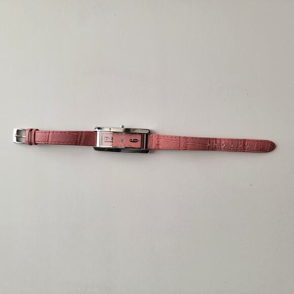 Vintage Watches Pink Rectangle Dial Quartz Watch Modern Art Deco Slim Strap - Picture 1 of 10